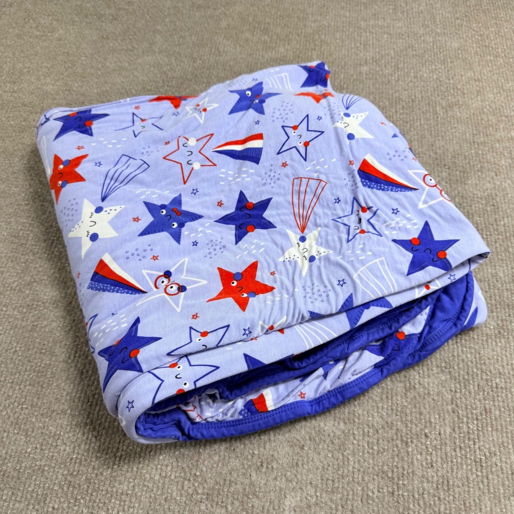 Little Sleepies Large Blue Star Print Cloud Blanket 4th Of July Patriotic Bamboo